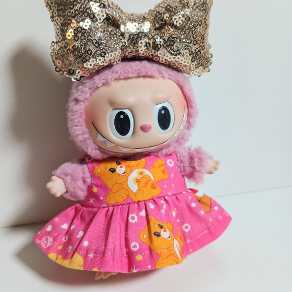 Care Bear Friend Bear Custom Dress and Matching Sequin Bow Made to fit  Labubu